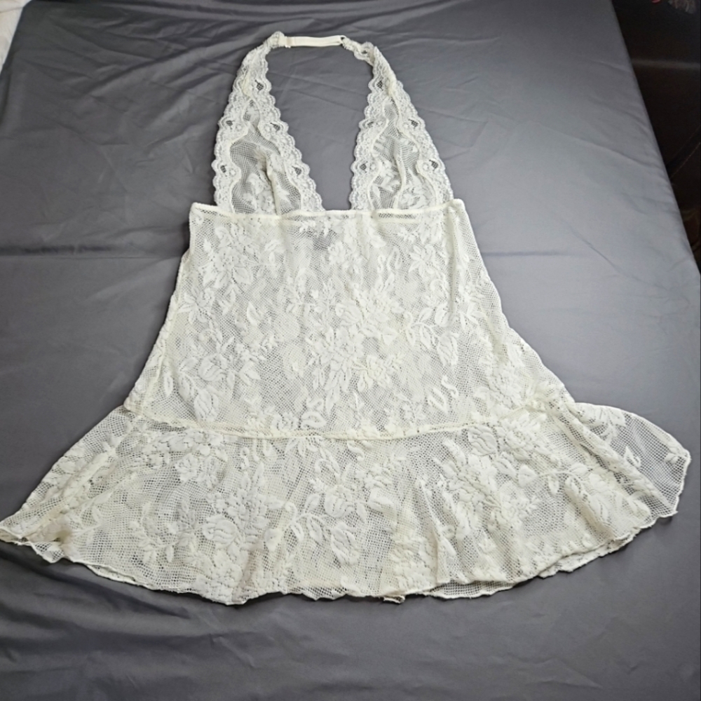 Victoria's Secret Ivory Lace Halter Babydoll Chemise